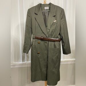 Kasper for ASL Woman Trech Coat Army Green 12P Removable Belt